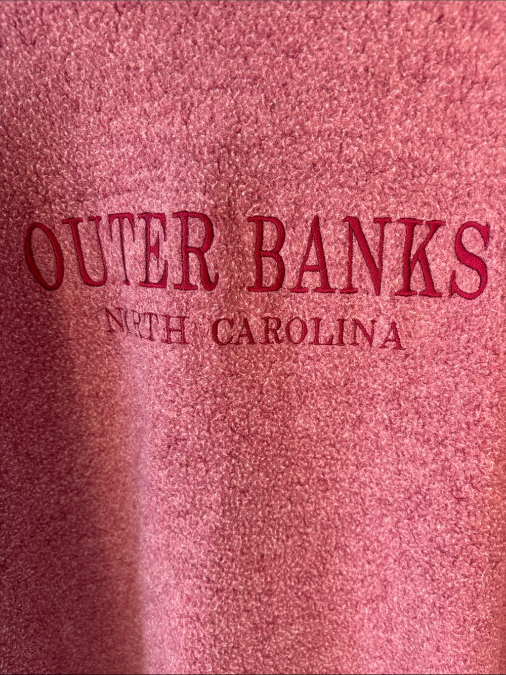 Red/Wine Outer Banks NC Embroidered Fleece Crewneck Sweatshirt - Picture 4 of 6